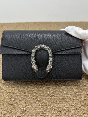 99% New GUCCI Dionysus Mini, Crystal Buckle, Black Leather