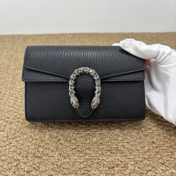 99% New GUCCI Dionysus Mini, Crystal Buckle, Black Leather