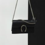 99% New GUCCI Dionysus Mini, Crystal Buckle, Black Leather