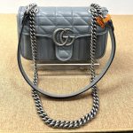 99% New GUCCI Marmont 22, Grey‑Silver, 036 Mark