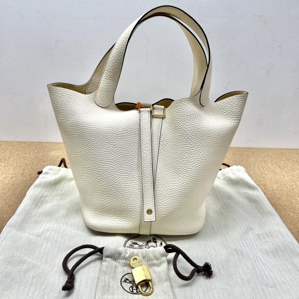 99% New HERMES Picotin 22, Cream, B Stamp