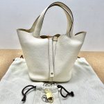 99% New HERMES Picotin 22, Cream, B Stamp