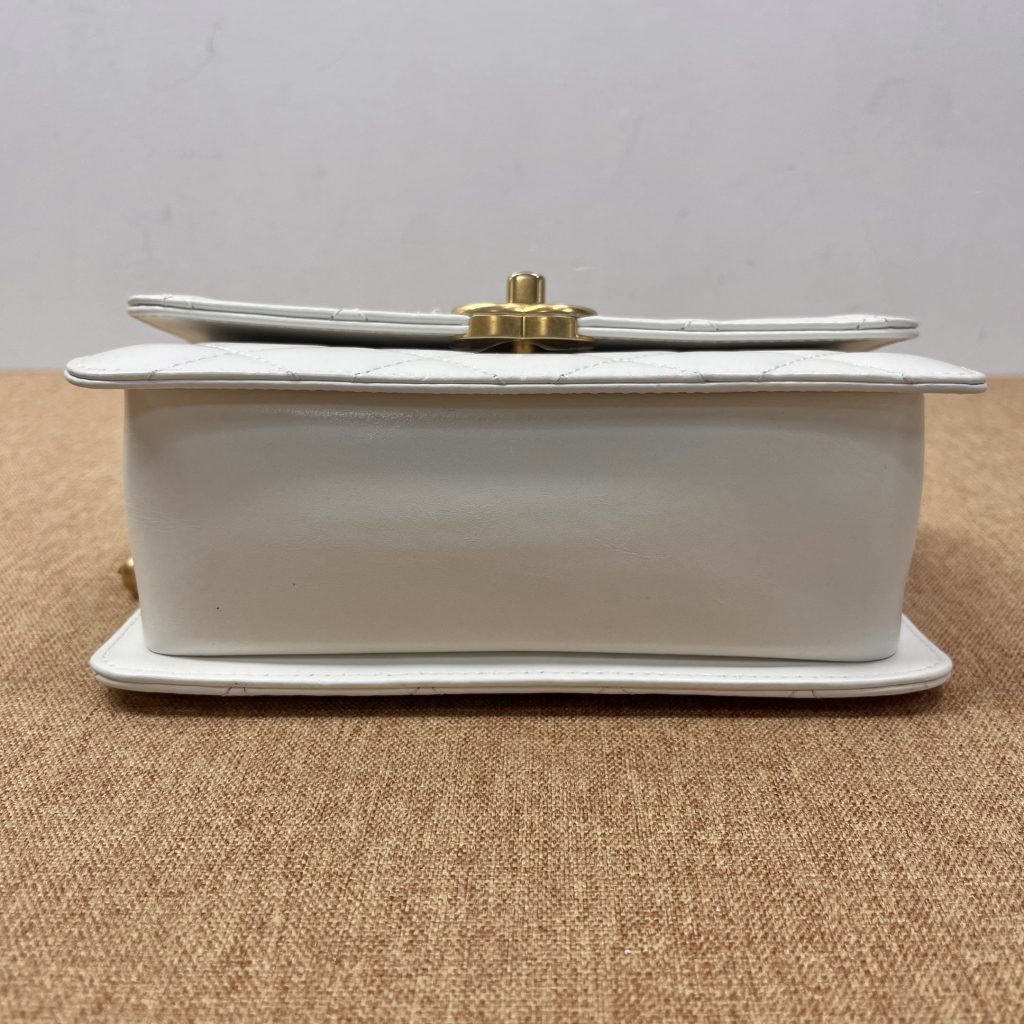 99% New Chanel 19, Double Gold Beads, White‑Gold Skin