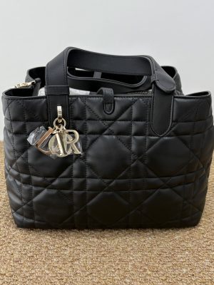 Brand New Dior Book Tote, Black‑Gold, Medium Size