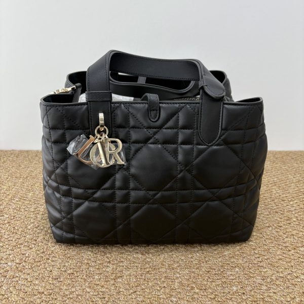 Brand New Dior Book Tote, Black‑Gold, Medium Size