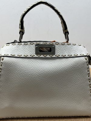 98% New FENDI Peekaboo ISeeU, Med, White Calf & Python
