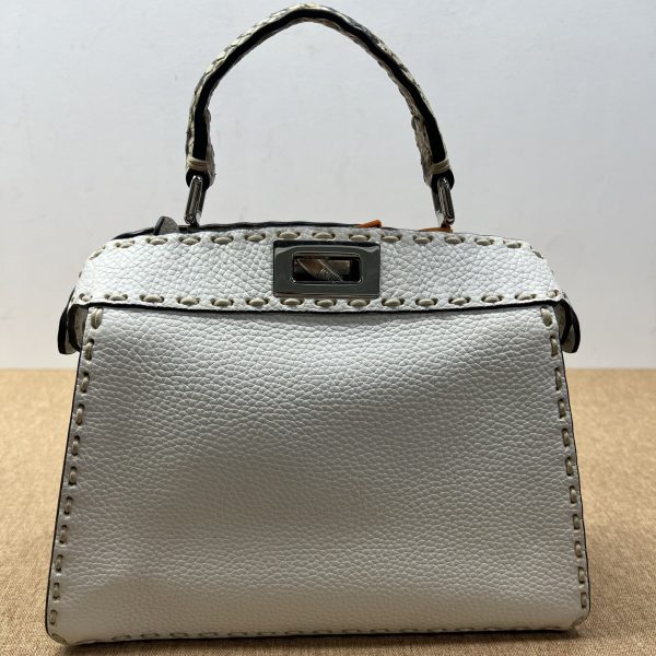 98% New FENDI Peekaboo ISeeU, Med, White Calf & Python
