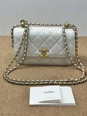 99% New Chanel 19, Double Gold Beads, White‑Gold Skin