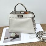 98% New FENDI Peekaboo ISeeU, Med, White Calf & Python