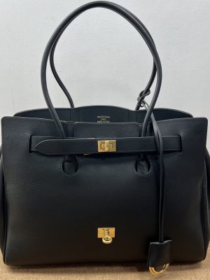 Balenciaga BEL AIR Black‑Gold Medium Handbag