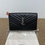 99% New YSL Envelope, Black‑Silver, Medium