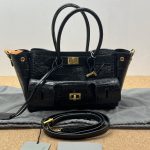 Balenciaga Bel Air Mini Black‑Gold Croc Handbag [SALE]
