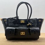Balenciaga Bel Air Mini Black‑Gold Croc Handbag [SALE]