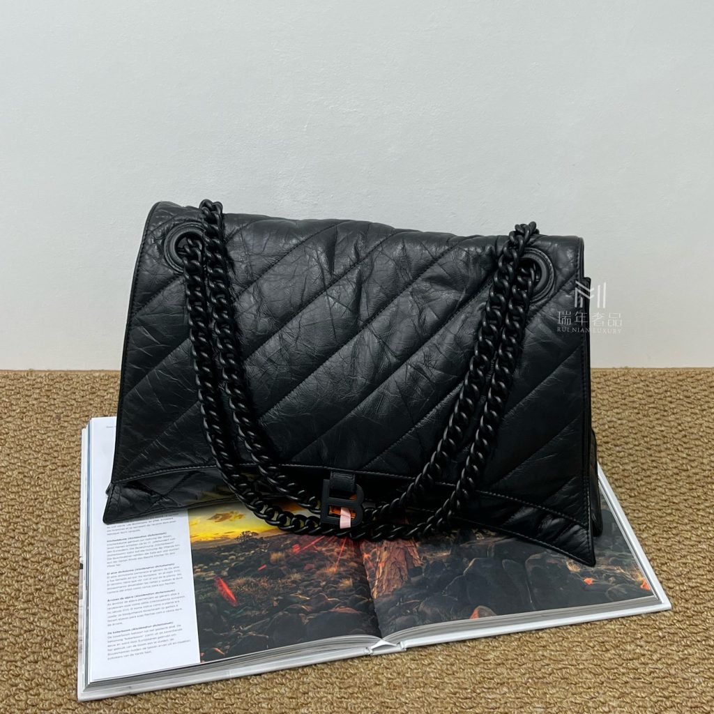 Balenciaga So Black CRUSH Hourglass Large Crossbody Bag